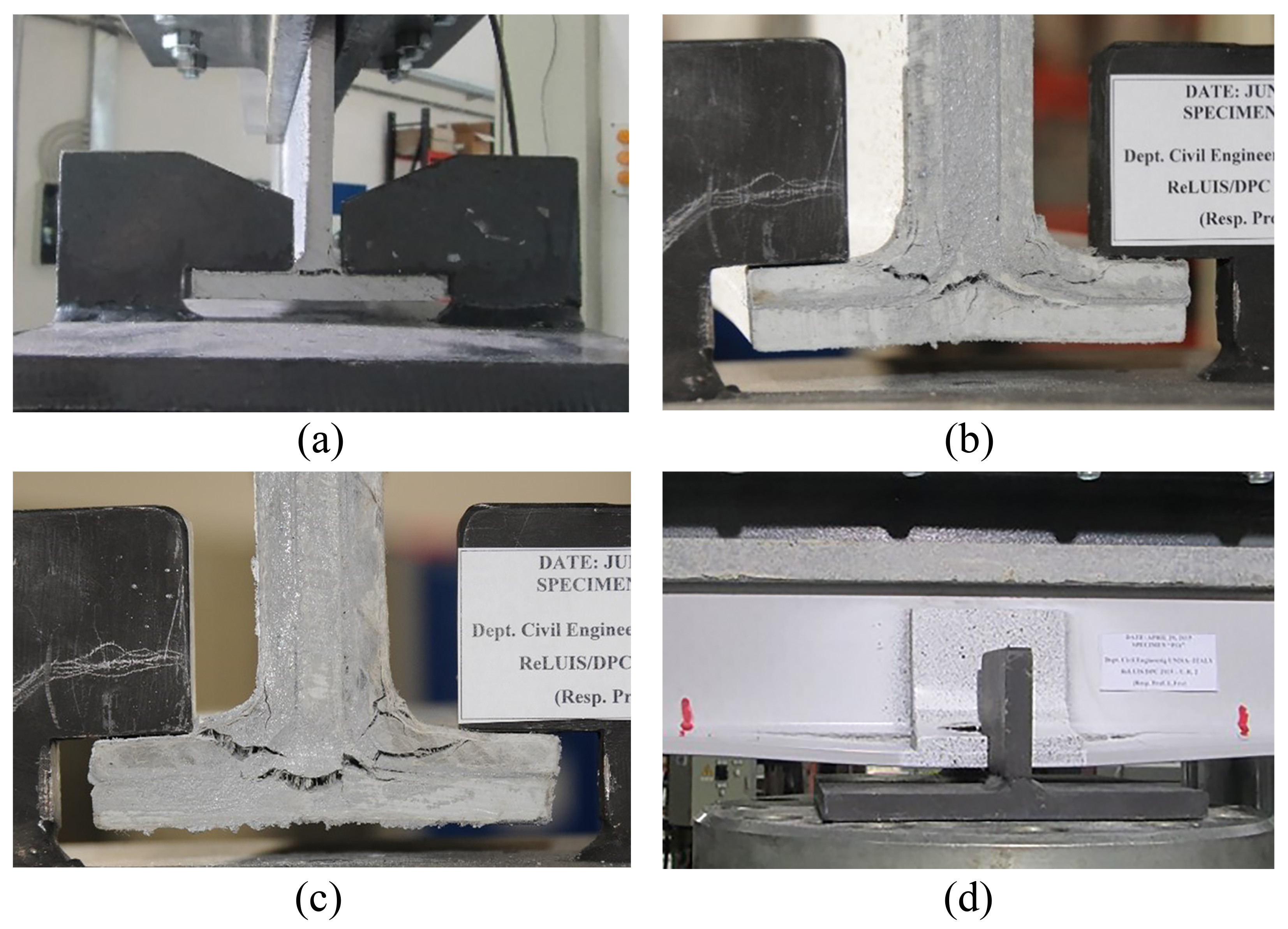 Typical observed failure modes of GFRP specimens.
